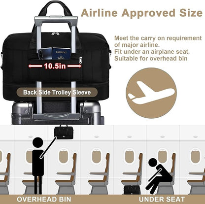 IBFUN Weekender Bags for Women, Travel Duffle Bag with Shoe Compartment Carry on Weekender Overnight Duffel for Weekend Travel Business Trip 3PCS