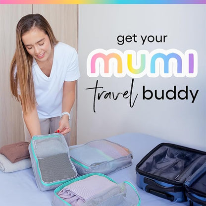 MUMI Packing Cubes – 5-Piece Compression Packing Cubes for Travel, Luggage Organizers for Suitcases, Carry-On Bags, Backpacks, and Duffel Bags – Space-Saving Travel Essentials - Gray