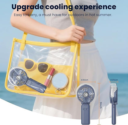 HandFan 5200mAh Upgraded Handheld Misting Fan, Portable Mister Fan Rechargeable, Spray Water Mist Fans, Electric Hand Cooling Ice Fans for Summer Beach Travel Concerts, Gifts for Women(Royal Blue)