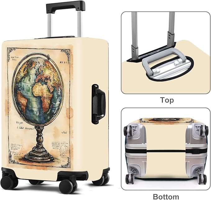 Luggage Cover Washable Suitcase Protector Anti-scratch Suitcase cover Fits 20-34 Inch Luggage (Globe, XL(32-34inch suitcase))