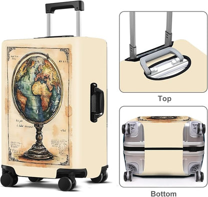 Luggage Cover Washable Suitcase Protector Anti-scratch Suitcase cover Fits 20-34 Inch Luggage (Globe, XL(32-34inch suitcase))