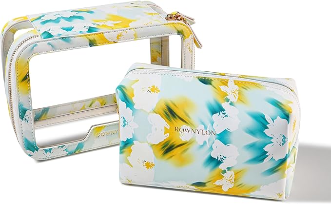 ROWNYEON Clear Makeup Case Toiletry Bag Multipurpose Travel Makeup Train Case Portable Cosmetic Organizer Transparent Storage Bag