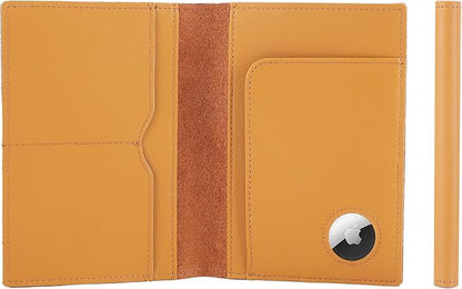 STAR VISTA Albatross Leather Travel Passport Holder, Minimalist Design, Calfskin Leather Case for Women and Men - Slim Passport Wallet, Bifold, RFID Blocking, with AirTag Holder, Honey