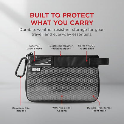 GOBAGS Production Zipper Bags - Electronics & Camera Accessories Bag - Cable organizer, Gear Accessory Pouch, Travel Camera Essentials (Large, Black)