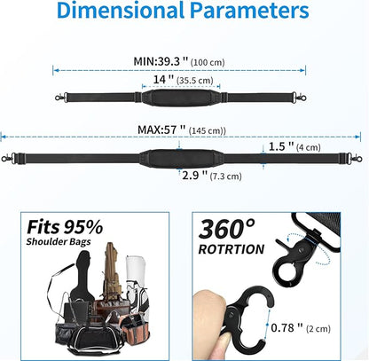 3D Air Cushion Ultra Comfortable Bag Strap, 55" Thicken Shoulder Strap with Double Adjustable Buckles and Metal Hooks, Ideal for Laptop Messenger Bag/Crossbody Bag(Enlarged Clamp Buckle)
