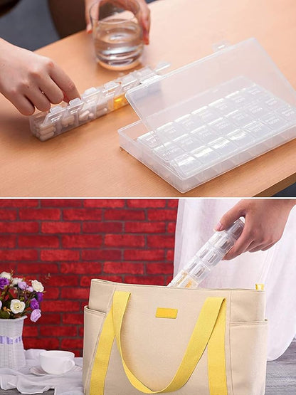 TookMag Monthly Pill Organizer 28 Day Pill Box, Travel Medicine Pill Organizer, Large 4 Weeks 1 Month Pill Cases with Dust-Proof Container for Pills/Vitamin/Fish Oil/Supplements