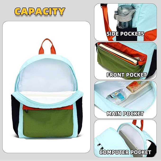willikiva Kids Backpack for School Boys Girls Teens Toddler Backpack Waterproof Kindergarten Preschool Elementary Bookbag Children Travel Bag(Light Blue Green,Medium)