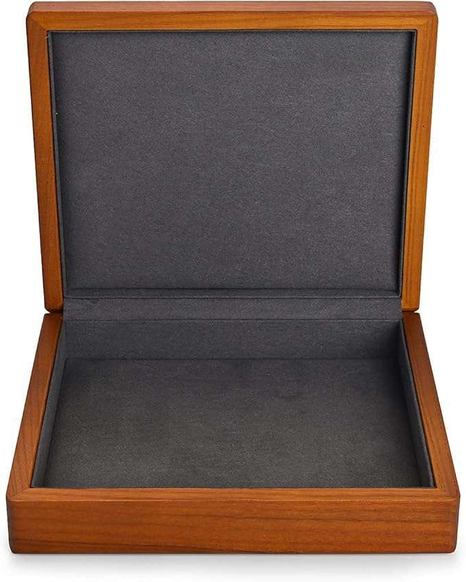 Oirlv Solid Wood Ring Jewelry Box Organizer Earrings Jewelry Drawer Organizer Tray with Lid (Grey Flat Box)