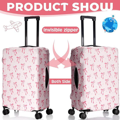 Sherr 3 Pieces Travel Luggage Cover Suitcase Protector Anti Scratch Suitcase Washable Baggage Covers (S/medium/l,Pink Bow,Pink)