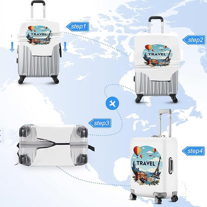 ANNA QUEEN Travel Luggage Cover Suitcase Protector Suitcase Cover Anti-Scratch,Stretchable Bag Cover Washable Durable Polyester with Elastic Hem with Zipper Closure