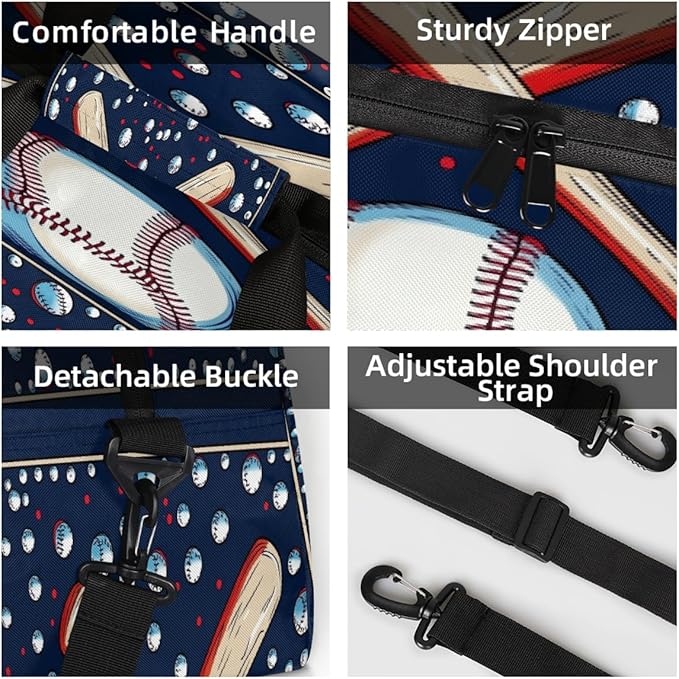 Kids Duffle Bag Girls Boys Baseball Sports Weekender Overnight Bag,Lightweight Duffel Bags for Traveling Gym Sport Dance