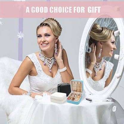 Bridesmaid Proposal Gifts Travel Jewelry Case Jewelry Travel Organizer Small Bachelorette party Jewelry Box Bridesmaid Gift Boxes Mini Storage Organizer Storage Box (6, Fabric White&Sage Green)
