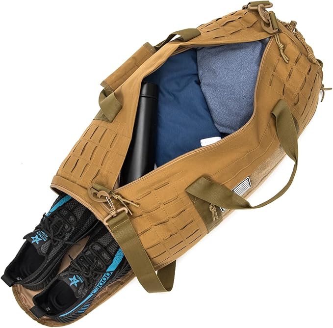 QT&QY 40L Military Tactical Duffle Bag For Men Sport Gym Bag Fitness Tote Travel Duffle Bag Training Workout Bag With Shoe Compartment Basketball Football Weekender Bag