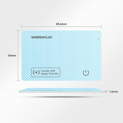 WHEREMYLUV-Item-Finder-for-Wallet, Ultra Thin Bluetooth Tracker Card Compatible with Apple Find My, Rechargeable GPS Locator, IPX8 Waterproof, Slim Smart Card for Men & Women (Blue)
