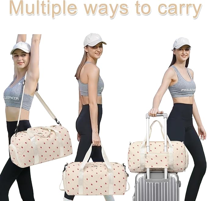 BLUBOON Duffle Bag Girls Kids Cute Gym Bag with Shoes Compartment & Wet Separation Waterproof Sports Overnight Travel Bag