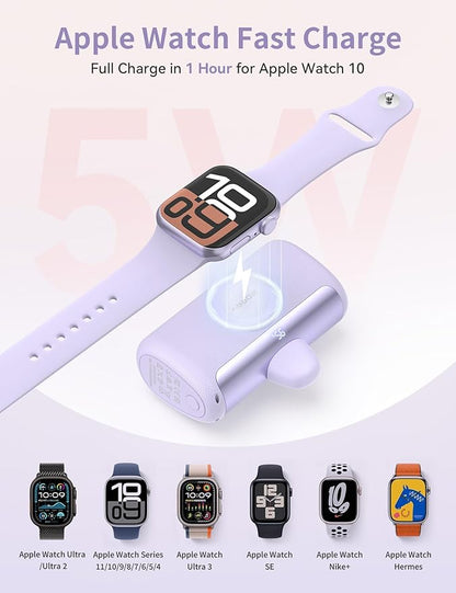 RORRY Mini Portable Charger USB C, 10000mAh PD 22.5W Fast Charging Small Power Bank, Travel Essential Battery Pack for iPhone 17/16/15 Series and Apple Watch Ultra/11/10/9/SE, iPad, Black