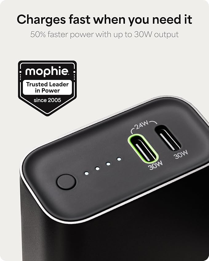 Mophie Powerstation Fast 10,000mAh Power Bank | Faster Charging | 30W, Multi-Device