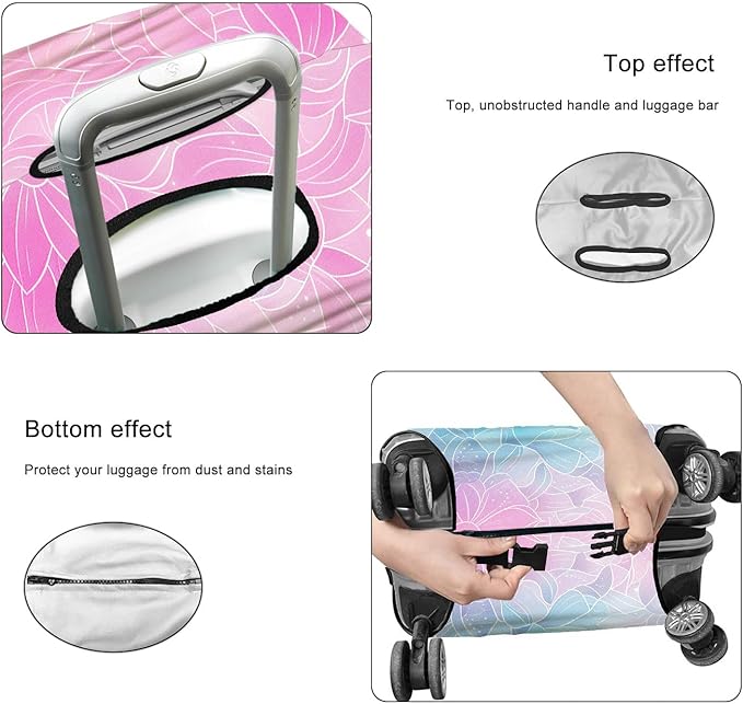Gradient Floral Luggage Cover Suitcase Protector Washable Anti Scratch Protective Sleeve Travel Accessories Baggage Wrap Fits 22-24 Inch Suitcase Covers for Luggage Essentials