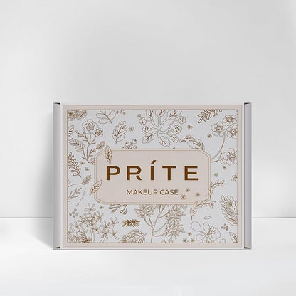 Prite Clear Makeup Bag Cosmetic Organizer Case Waterproof Travel Toiletry Bag Skincare Pouch with Golden Zipper(Beige)