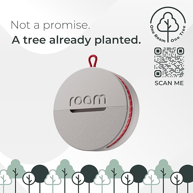 Roam Smart Tracker | Eco-Friendly Travel Tracker with Built-in Elastic Strap | QR Lost & Found, Global Find My Network | Replaceable Battery | No Extra App or Subscription Needed | 2-Pack, Grey