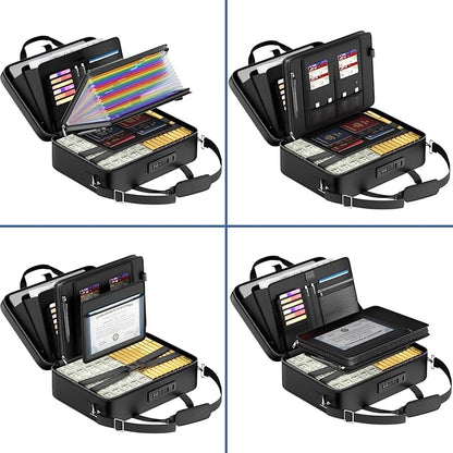 Tamfile Fireproof Document Box with Lock, Hard Case Fireproof Water Resistant File Organizer with 24 Colorful Pockets, Fire Safe Box for Important Documents, Valuables, Laptop, Passports (Black)