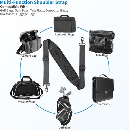 60" Universal Shoulder Strap, 3D Sponge Thick Padded Bag Strap with Double Adjustable Buckles and Metal Hooks, Ideal for Briefcases, Crossbody Bags, Luggage (Storage Bag + Reflective Tape)