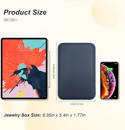 Travel Jewelry Case, Jewelry Box Small PU Leather Portable, Jewelry Travel Case for Rings Earrings Necklaces Bracelets Watch, Navy A