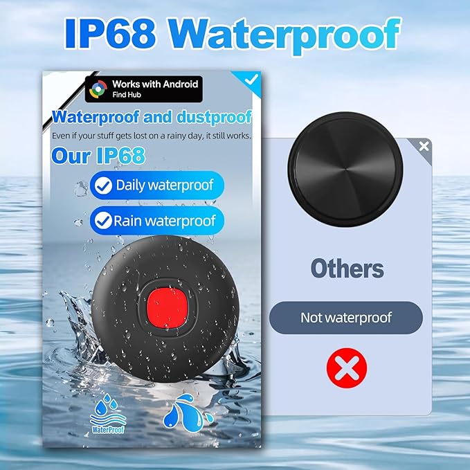 Tracker Tags-4 Pack Android Bluetooth Tracker for Android Tracker Tags, Google's Find Hub App, Item Finder for Android Luggage Tag Tracker, Waterproof Item Locator for Keys, Wallet (Black)
