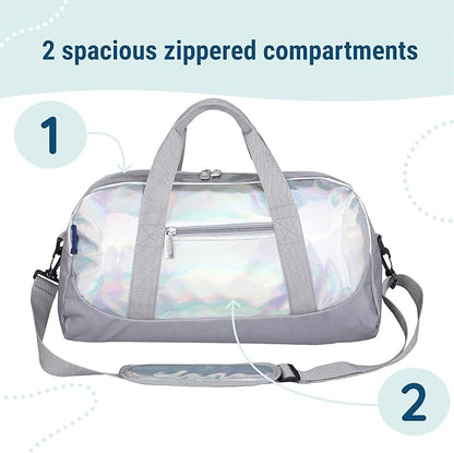 Wildkin Kids Overnighter Duffel Bag – Carry-On Size, Ideal for School & Sleepovers – Holographic