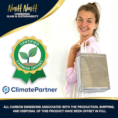 Nush Nush Set of 30 Silver Gift Bags in Bulk – Reusable Gift Bags Bulk Medium Size with Handle - Ideal Party Goodie Bag for Adults, Christmas, Birthday Party Favors, Wedding, Thanksgiving – 8x4x10