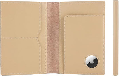 STAR VISTA Albatross Leather Travel Passport Holder, Minimalist Design, Calfskin Leather Case for Women and Men - Slim Passport Wallet, Bifold, RFID Blocking, with AirTag Holder, Ivory