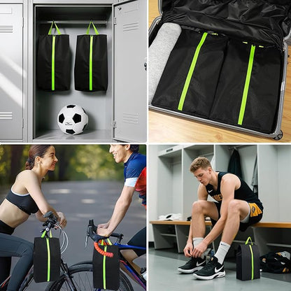 2 Pack Smell Proof Shoe Bags for Travel, Water-Resistant Odor Absorbing Cleat Shoe Organizer with Zipper | Sports Shoe Pouch for Soccer, Golf, Gym, Tennis, Baseball, Running