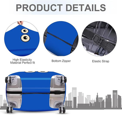 ANNA QUEEN Funny Cartoon Eyes Luggage Cover, Navy Blue Suitcase Protector with Cute Big Eyes Design, Travel Suitcase Cover for 32-34 Inch Luggage, Stretchable & Washable Spandex Travel Accessories