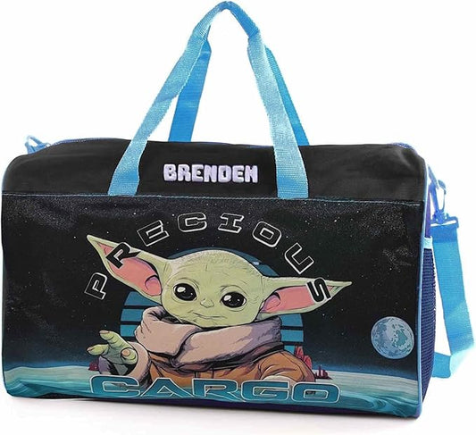 DIBSIES Personalized Baby Yoda Travel Duffel Bag - 15" (Character Duffel Bag), Black