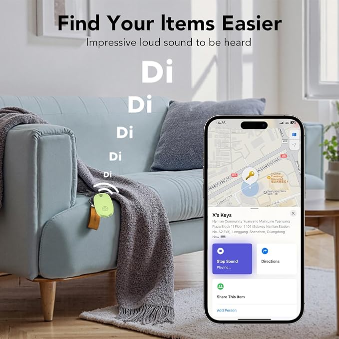 Tracker Tags-4 Pack, Bluetooth Tracker Works with Apple Find My APP (iOS Only), Keys Finder and Item Locator for Luggage, Backpack, Suitcases, Replaceable Battery, IP67 Waterproof weTag pro