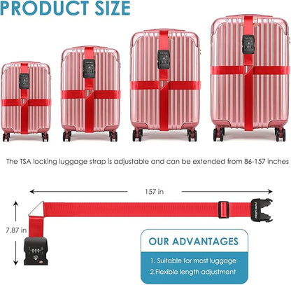 Travel Inspira Luggage Straps for Suitcases with TSA Lock, Protect Your Luggage Anti-Burst, High Visibility Color, Easy to Identify Luggage Adjustable Heavy Duty Belt for 20-32 Inch Suitcases