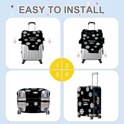 ANNA QUEEN Christmas Loading Luggage Cover, Funny Snowflake Design Suitcase Protector, Stretchable Washable Travel Sleeve for 20-22 Inch Luggage