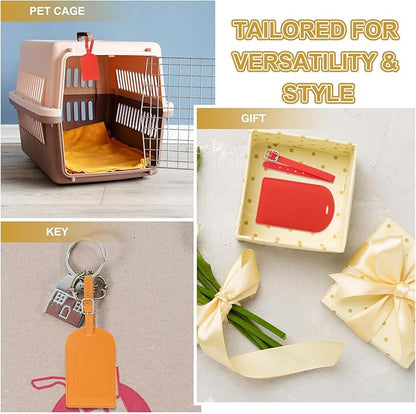 PATIKIL Leather Luggage Tag, 50 Pcs Luggage Tags Pu Bag Tags for Suitcases Airplane Travel Essentials, Yellow