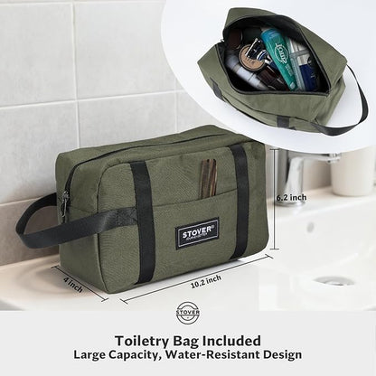 STOVER 45L Carry-On Rolling Duffel Bag with Wheels, Medium Durable Travel Duffle w/Toiletry Bag, Heavy-Duty, Packable, Foldable with Shoulder Straps- Use as Luggage or Backpack, Men/Women (Green)