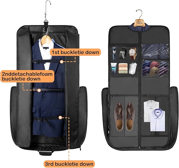 Noozion Garment Bag for Travel Large Carry On Suit Bag Hanging Travel Suit Bags Waterproof Suitcase Luggage Bag for Men Women Business Trips with Shoulder Strap