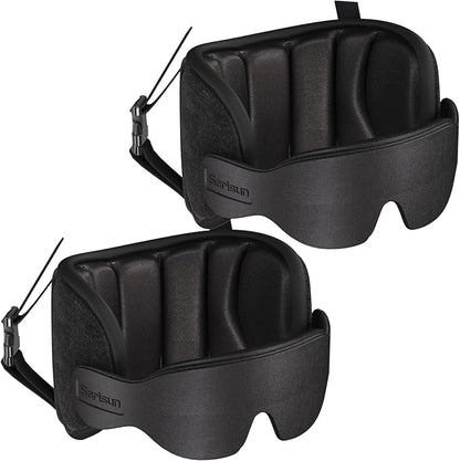 Travel Pillows for Airplanes, 2 Pack Airplane Pillows for Long Flight with Sleep Eye Mask, Plane Head Strap for Road Trip, 360° Support for Sleeping, Stop Bobblehead Travel Essentials, Black