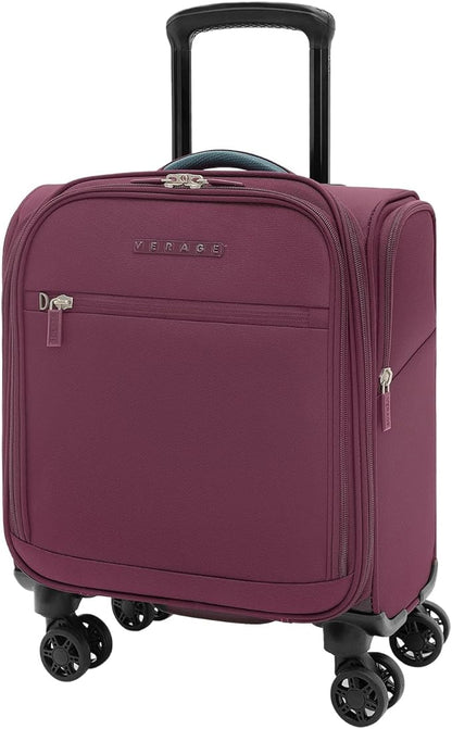 Verage Under Seat Luggage with Wheels，Softside Small Suitcase Spinner Carry On Luggage Bags for Airlines Airplanes Short Trip Men Women (Grape red, 14-Inch Underseat)