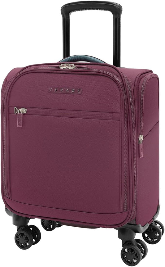 Verage Under Seat Luggage with Wheels，Softside Small Suitcase Spinner Carry On Luggage Bags for Airlines Airplanes Short Trip Men Women (Grape red, 14-Inch Underseat)