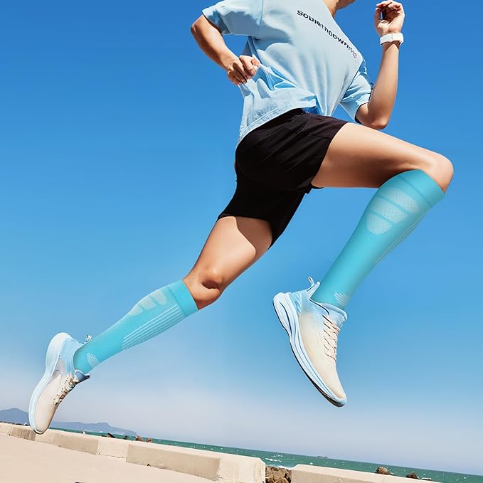 fenglaoda Compression Socks Women Men 6 Pairs, Knee High Best Support Circulation Socks for Running, Travel, Flight, Nurse