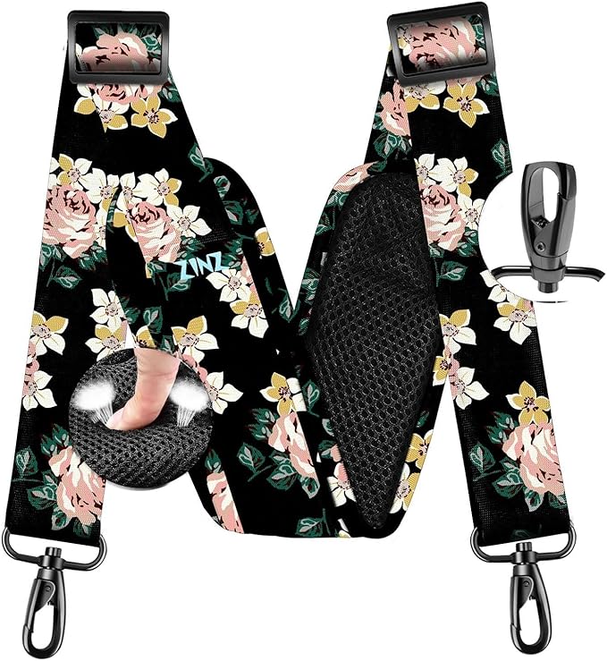 ZINZ 77 Inch Shoulder Strap Univesal Bag Strap with Fixed Pad Ultra Thick Plus Long & Breathable Cushion, Replacement Strap for Bags,Black Rose