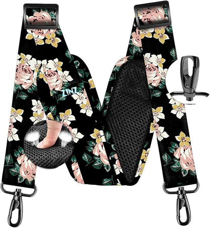 ZINZ 77 Inch Shoulder Strap Univesal Bag Strap with Fixed Pad Ultra Thick Plus Long & Breathable Cushion, Replacement Strap for Bags,Black Rose