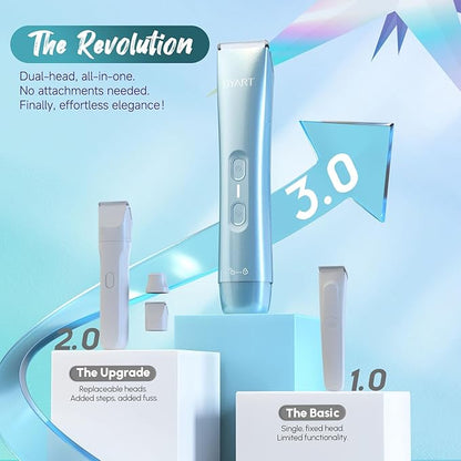 Dual Head Electric Shaver for Women - Rechargeable Body Hair Trimmer, 5-Min Fast Charge for Travel, Portable Facial Hair Removal for Ladies, Dermaplane Razor for Women Face, Birthday Gifts (Blue)