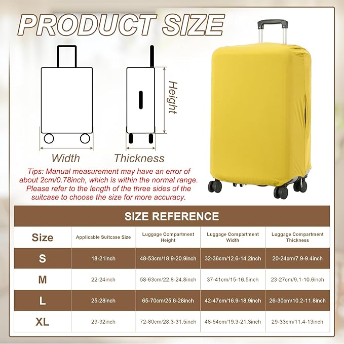 uxcell Luggage Cover for Suitcase Protector, Fit 26-28 Inch Luggage Elastic Suitcase Cover Scratch-Resistant Covers for Travel Business Trips, Yellow (L)