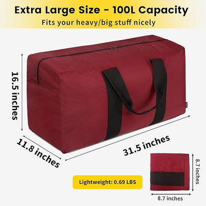 Vorspack Extra Large Duffle Bag for Travel - 100L Duffel Bag for Men Gear Bag for Storage Foldable Weekender Bag for Overnight Camping - Red