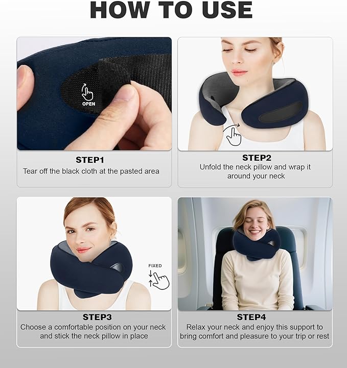 Travel Neck Pillow, Newly Upgraded Hooded Neck Pillow , 100% Pure Memory Foam Travel Pillow for Flight Headrest Sleep,Windproof and heat preservation,Suitable for use in Outdoor/Plane/Car/Office